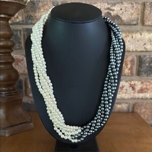 Vintage Gray and Ivory 6 Strand faux pearl necklace